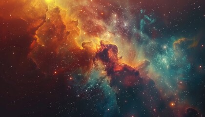Obraz premium A Colorful Nebula in Space Filled with Stars