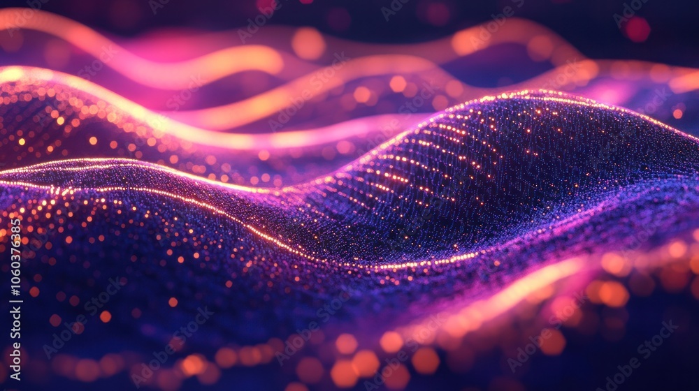 Poster dynamic abstract graph, where lines pulse and shift in real-time, visualizing the interaction of dat
