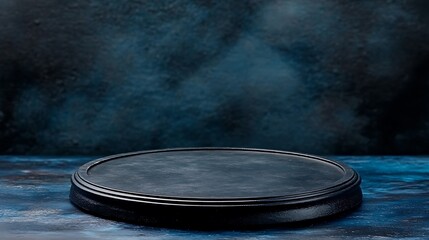 Obraz premium Black Round Platform For Product Photography Abstract Gradient Background with Copy Space
