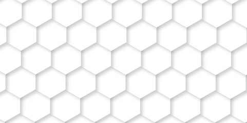 Fototapeta premium Abstract background with hexagonal geometric hexagon polygonal pattern background. 3d seamless bright white web cell and triangle abstract honeycomb background. white and gray backdrop wallpaper.