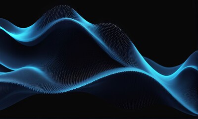 Abstract 3d blue flow wave on dark background. Future mesh or sound grid. Digital data structure. Futuristic technology concept.