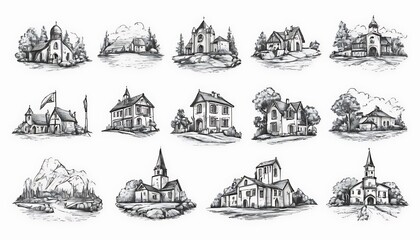 london landmarks icon and monuments,horizontal, icon set, japan, monument, no people, outline, vacations, agra, big ben, egypt, italy, tower, 78