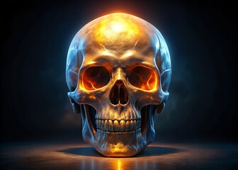 human skull with glowing