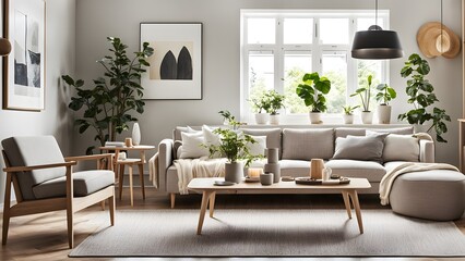 Bright and Airy Living Room with Stylish Neutral Palette, Plush Seating, and Abundant Greenery for a Fresh Look (14)