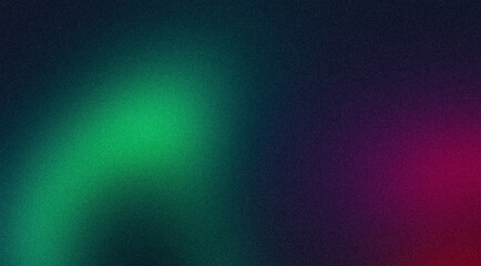 Abstract grainy gradient background purple blue green black glowing color wave dark backdrop noise texture banner poster header design, cover