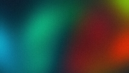 Abstract grainy gradient background green blue red black glowing color wave dark backdrop noise texture banner poster header design, cover