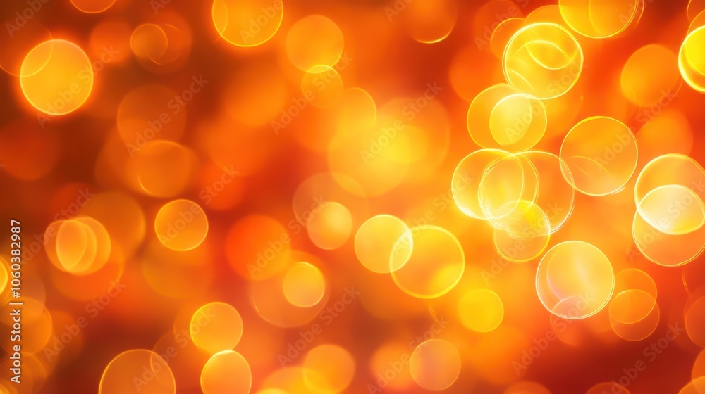 Poster a mesmerizing abstract orange bokeh background composed of overlapping circles of light in warm tone