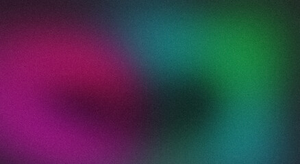 Abstract grainy gradient background pink purple blue green black glowing color wave dark backdrop noise texture banner poster header design, cover