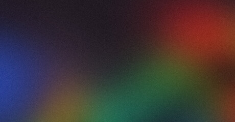 Abstract grainy gradient background red blue green orange black glowing color wave dark backdrop noise texture banner poster header design, cover