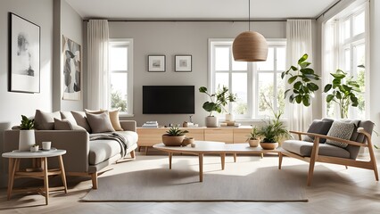 Bright and Airy Living Room with Stylish Neutral Palette, Plush Seating, and Abundant Greenery for a Fresh Look (34)