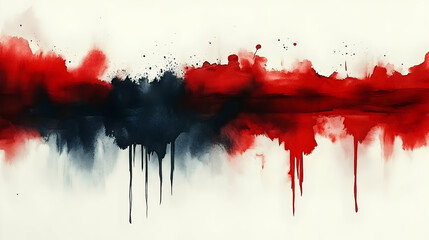 Fototapeta premium Abstract Watercolor Painting - Red and Black Drips