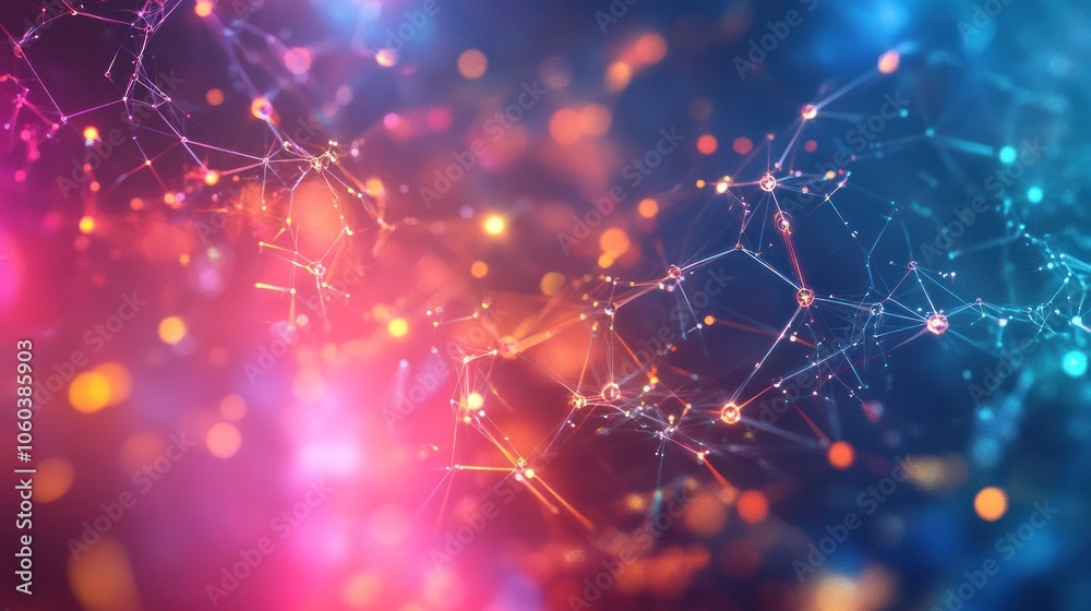 Poster a dynamic visualization of a global database, featuring a 3d neural network structure that symbolize