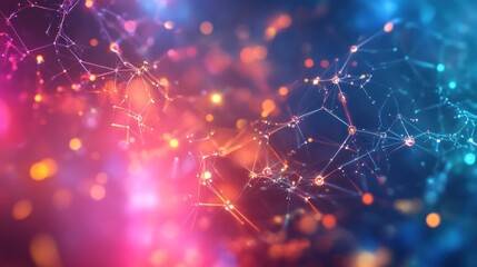 Obraz premium A dynamic visualization of a global database, featuring a 3D neural network structure that symbolizes artificial intelligence