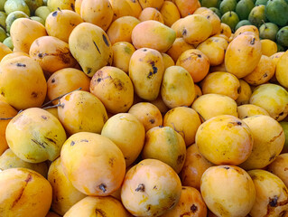 background of whole fresh mango, pile of fresh mango