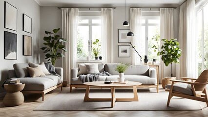 Bright and Airy Living Room with Stylish Neutral Palette, Plush Seating, and Abundant Greenery for a Fresh Look (72)
