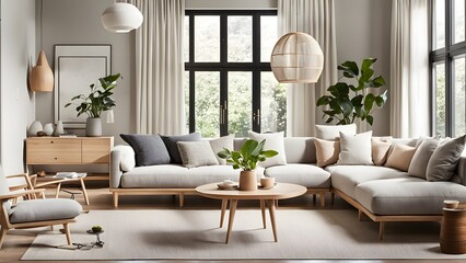 Bright and Airy Living Room with Stylish Neutral Palette, Plush Seating, and Abundant Greenery for a Fresh Look (71)