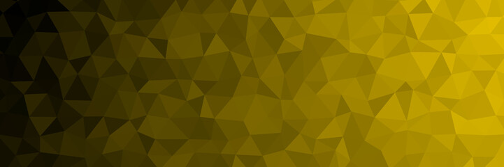 Yellow and black polygon wallpaper. Low poly texture panoramic background