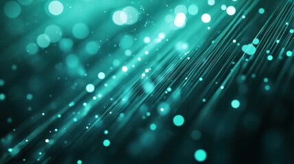 teal lights creating a futuristic pattern with soft beams and bokeh effects, giving the image a serene