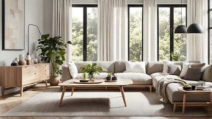 Bright and Airy Living Room with Stylish Neutral Palette, Plush Seating, and Abundant Greenery for a Fresh Look (80)
