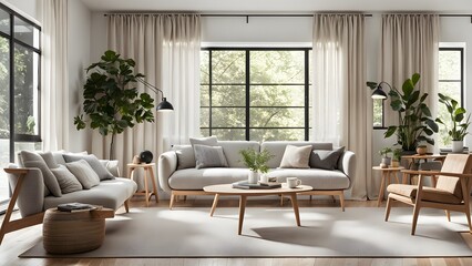 Bright and Airy Living Room with Stylish Neutral Palette, Plush Seating, and Abundant Greenery for a Fresh Look (83)