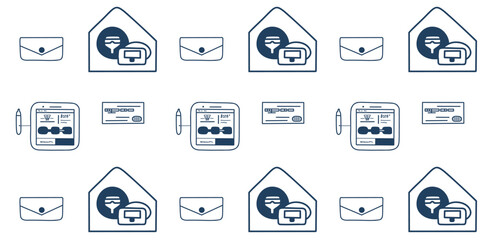 Linear seamless pattern with vector set of mobile phones, tablets and gadgets, blue tones, digital theme