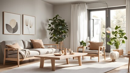 Bright and Airy Living Room with Stylish Neutral Palette, Plush Seating, and Abundant Greenery for a Fresh Look (90)