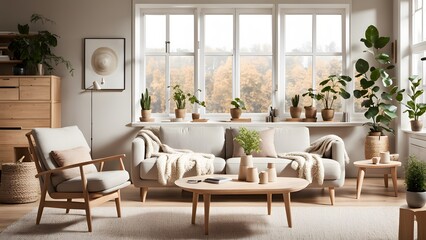 Bright and Airy Living Room with Stylish Neutral Palette, Plush Seating, and Abundant Greenery for a Fresh Look (92)