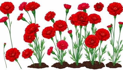 Obraz premium Red Carnation Flower Collection