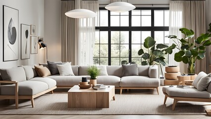 Bright and Airy Living Room with Stylish Neutral Palette, Plush Seating, and Abundant Greenery for a Fresh Look (100)