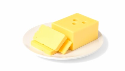 Sliced Cheese on Plate
