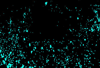Blue splashes of paint on a black background texture
