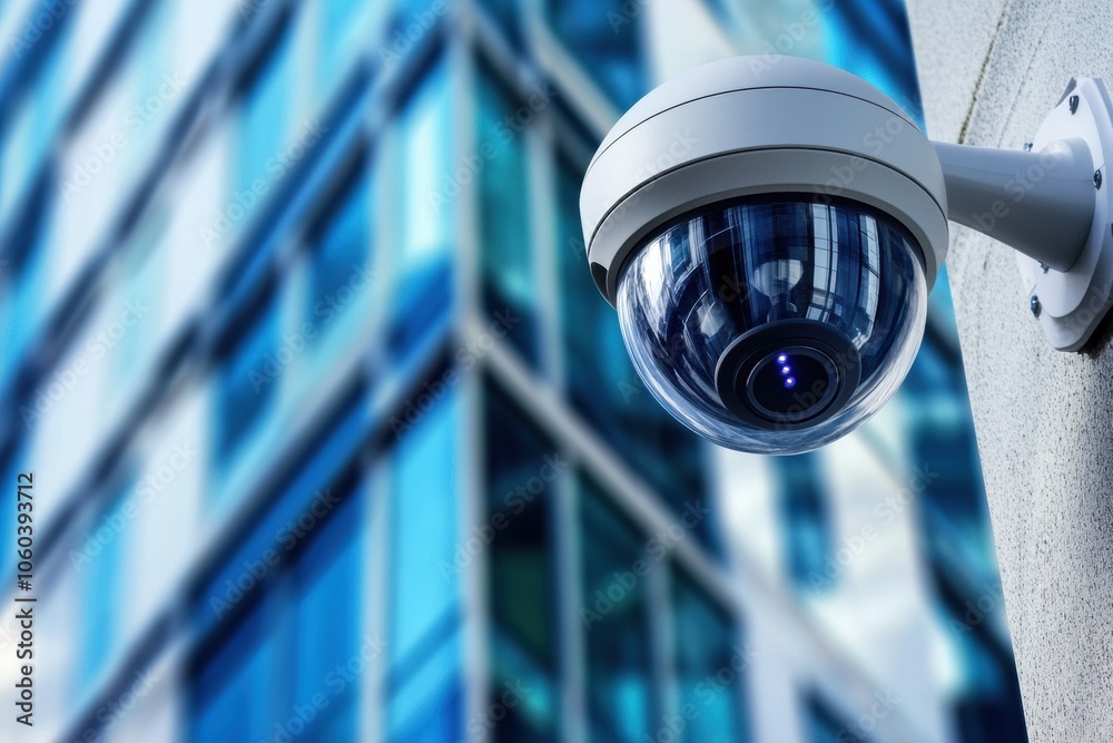 Aufkleber a surveillance camera is installed on the exterior of a modern office building, ensuring safety and 