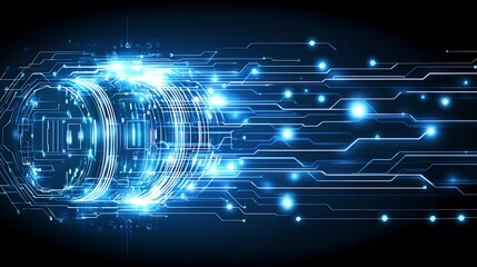 Obraz premium Blue Circuit Board Technology Background Smooth Blue Background with Copy Space for Advertisements