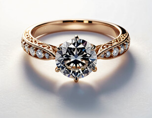 Wedding ring with a diamond on a white background.