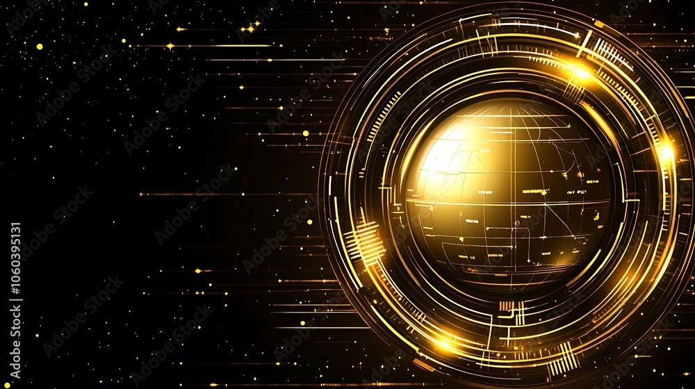 Poster abstract gold globe with lines clean blank canvas with empty space for designs