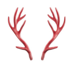 Two red antlers, one on the left and one on the right Transparent background