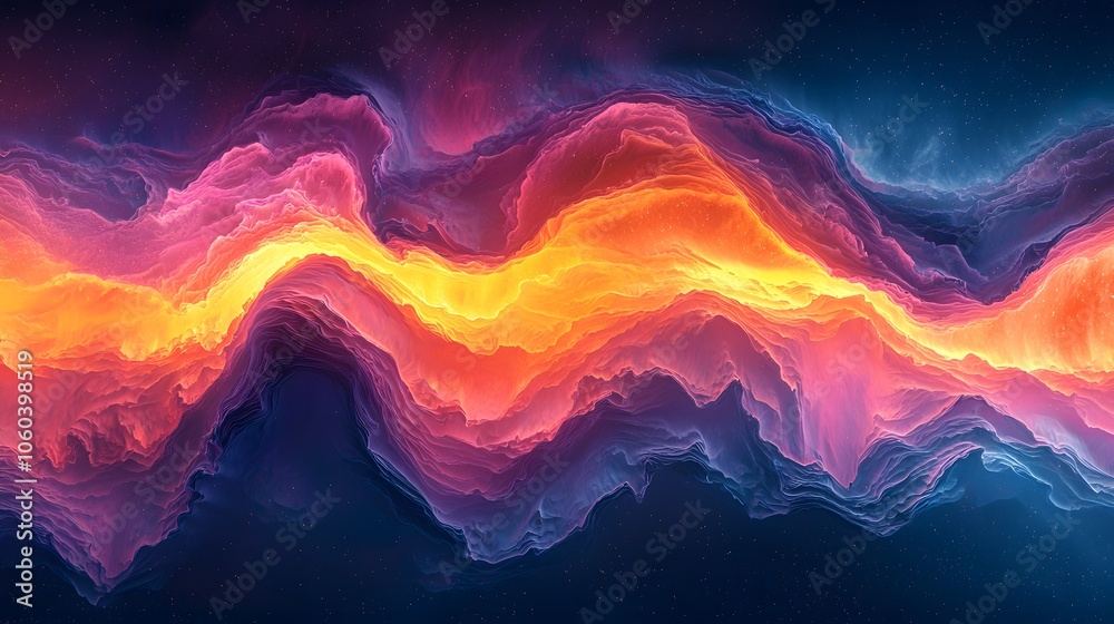 Poster Vibrant Abstract Waves of Color in Motion