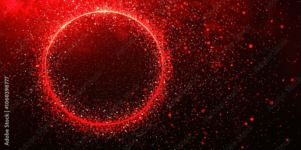 Poster a red circle with a lot of red and white specks