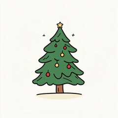 Fototapeta premium Christmas Cartoon Vector Illustration Isolated On A Background, In A Simple Line Art Style, Cute Clipart For Graphic Design And Print