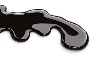A smooth pour of motor oil creating a glossy stream against a clean white background, highlighting fluidity and texture in automotive maintenance