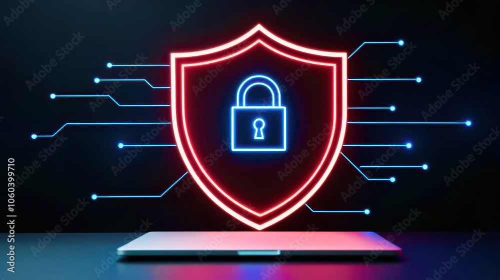 Poster a glowing image of a lock on a computer screen