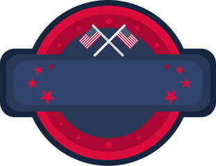 Vector illustration of round decorated element with field for text and the USA flags. Patriotism, national holidays, or events celebrating American culture. Website designs for government agencies, ed