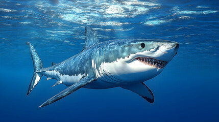 Naklejka premium Great White Shark Underwater Illustration