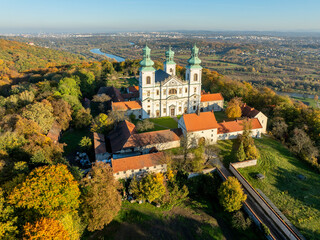 Active Camaldolese monastery and baroque church in a wood on the hill in Bielany, Krakow, Poland.,...