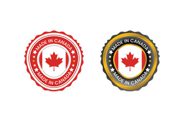 Made in Canada sticker design Canada flag with made in badge round shape