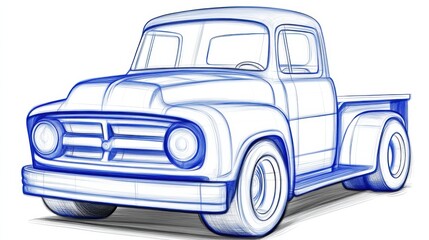Cartoon Style Truck with Easy Color Outlines