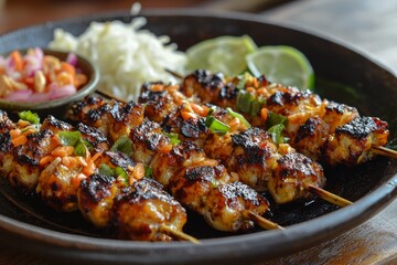 Fototapeta premium Indonesian Satay Food Menu created with Generative AI