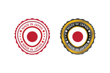 Made in Japan sticker design Japan flag with made in badge round shape