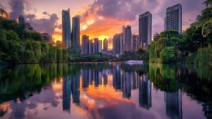 Fototapeta premium city at sunset