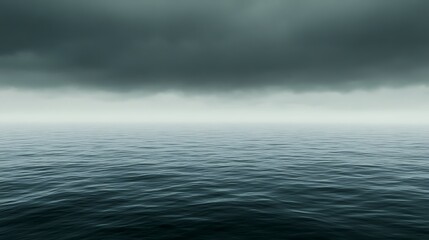 Obraz premium Dark Sky Over the Ocean Minimalist White Background with Space for Text